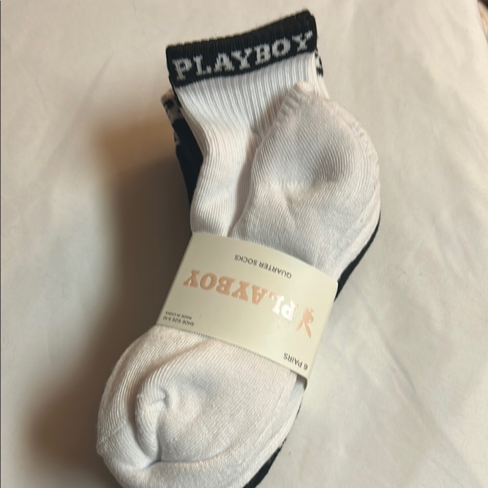 Playboy Men's White and Black Quarter Socks 6 pairs Great for Fathers Day!!